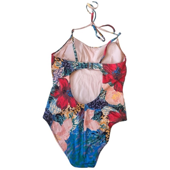 Athleta Vibrant Floral One Piece Swimsuit with Halter Straps EUC, sz XS - Picture 2 of 5